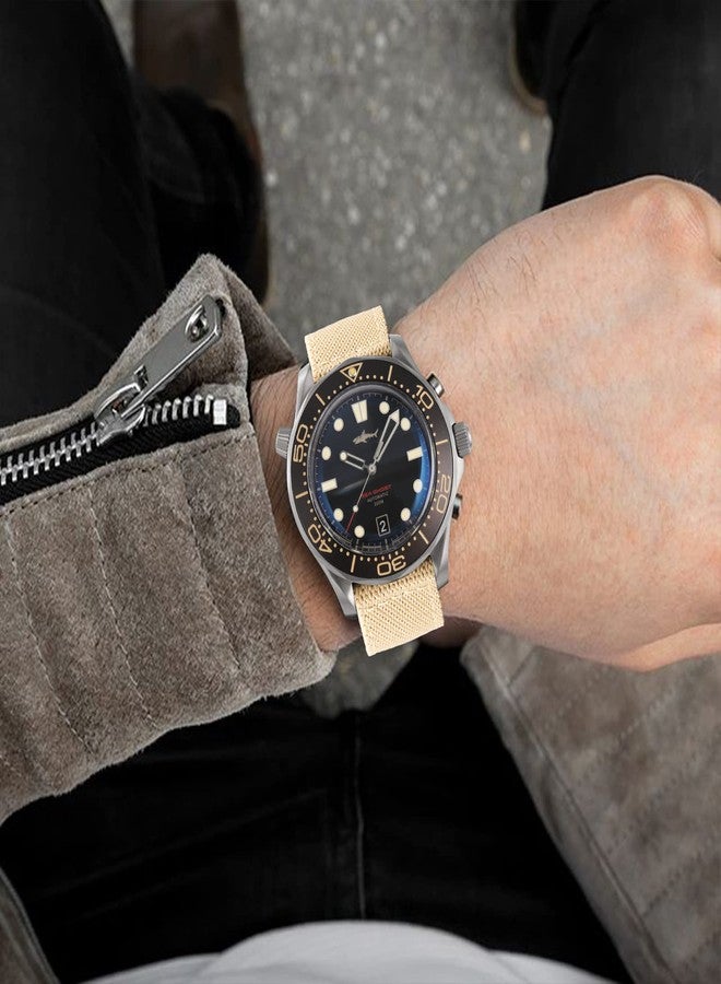 Tactical Frog 20mm 22mm Quick Released Nylon Watch band with Stainless Steel Buckle, Two-Piece Waterproof Nylon Watch Strap for Men & Women(20mm,Khaki) - Image 4