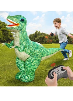 Remote Control Dinosaur Toys Realistic Electric 2.4GHz Remote Control Inflatable Dinosaur Toy with 360°Rotation Forward and Backward Rechargeable Walking Dinosaur Toy for Kids 3+ Birthday Gifts