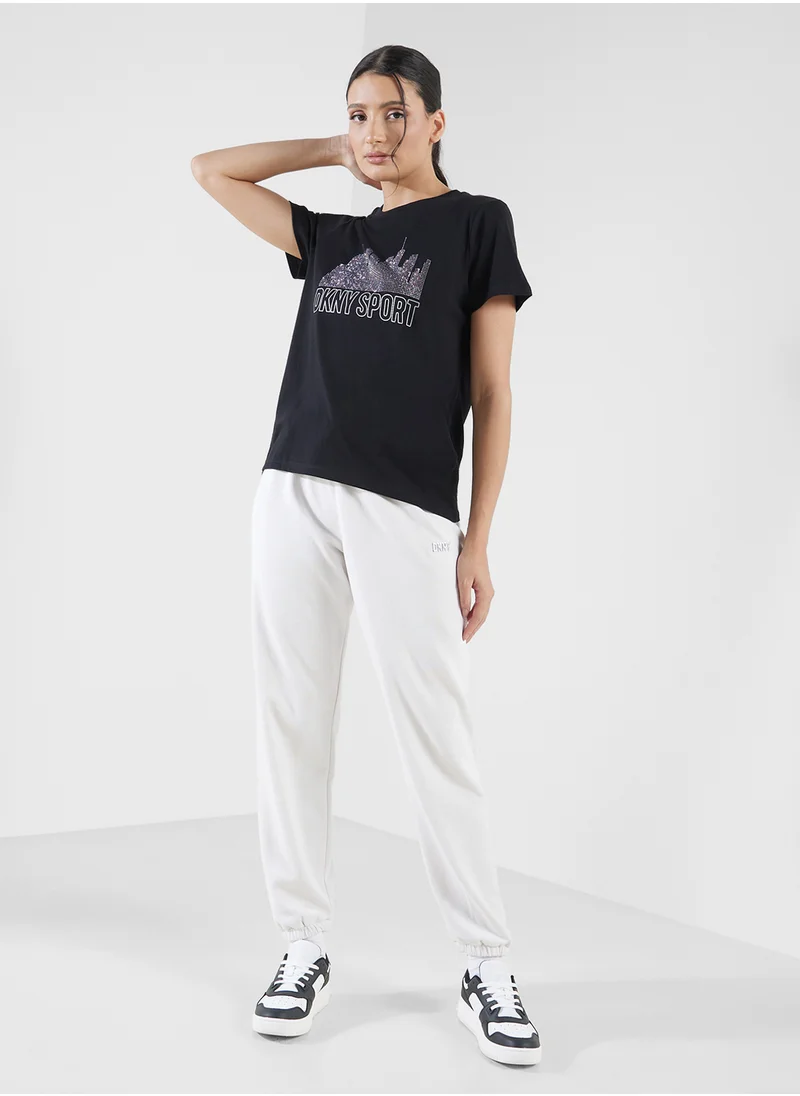 دي كاي أن واي سبورت Crew Neck Logo Printed T-Shirts