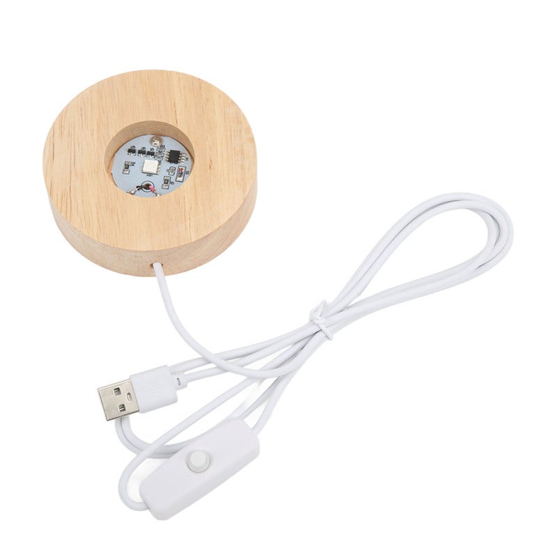 LED Light Base 8cm Diameter Wooden Display Lamp - Elegant Style USB Powered Lamp Base for Art Glass Jewelry Decorative Objects - Image 4