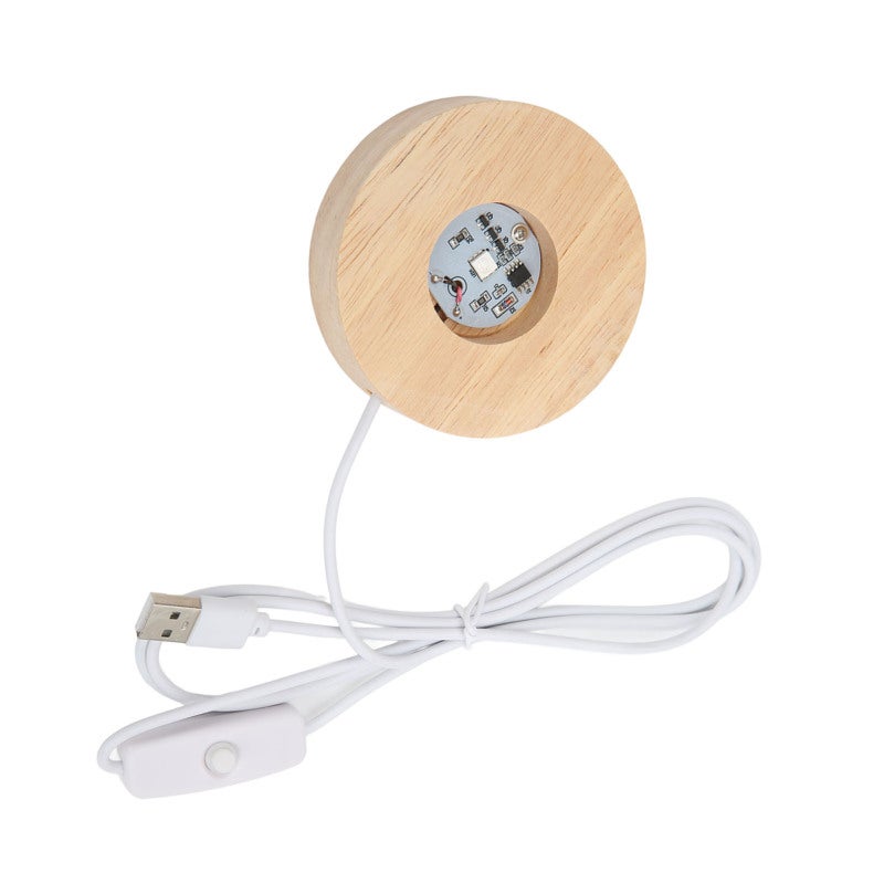 LED Light Base 8cm Diameter Wooden Display Lamp - Elegant Style USB Powered Lamp Base for Art Glass Jewelry Decorative Objects - Image 3