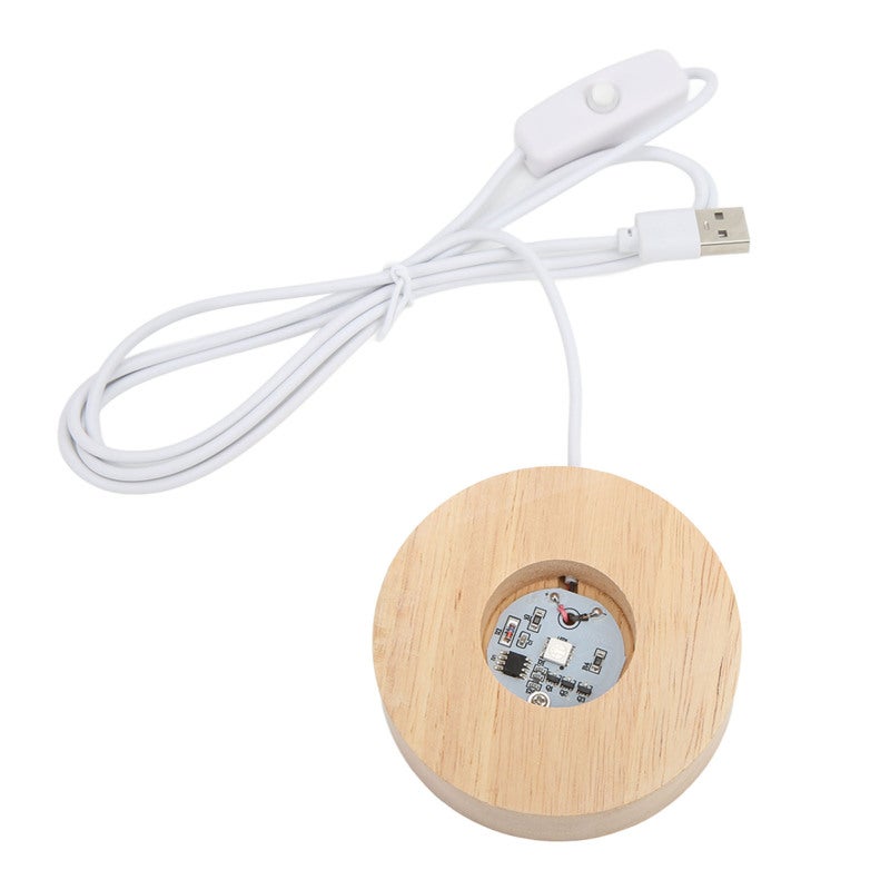 LED Light Base 8cm Diameter Wooden Display Lamp - Elegant Style USB Powered Lamp Base for Art Glass Jewelry Decorative Objects - Image 2