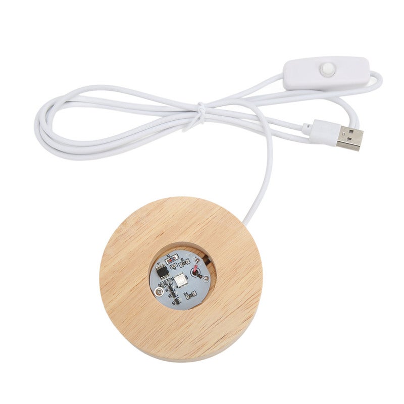 LED Light Base 8cm Diameter Wooden Display Lamp - Elegant Style USB Powered Lamp Base for Art Glass Jewelry Decorative Objects - Image 5