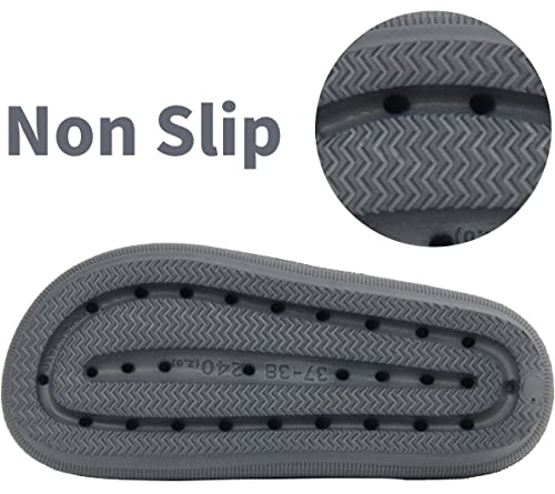 BenSorts Men Women Cushion Foam Sandal 2 Buckle Adjustable Pillow Slippers slides House Bathroom Shower Shoes Grey Men Size 7 8 Women Size 8 9 - Image 4