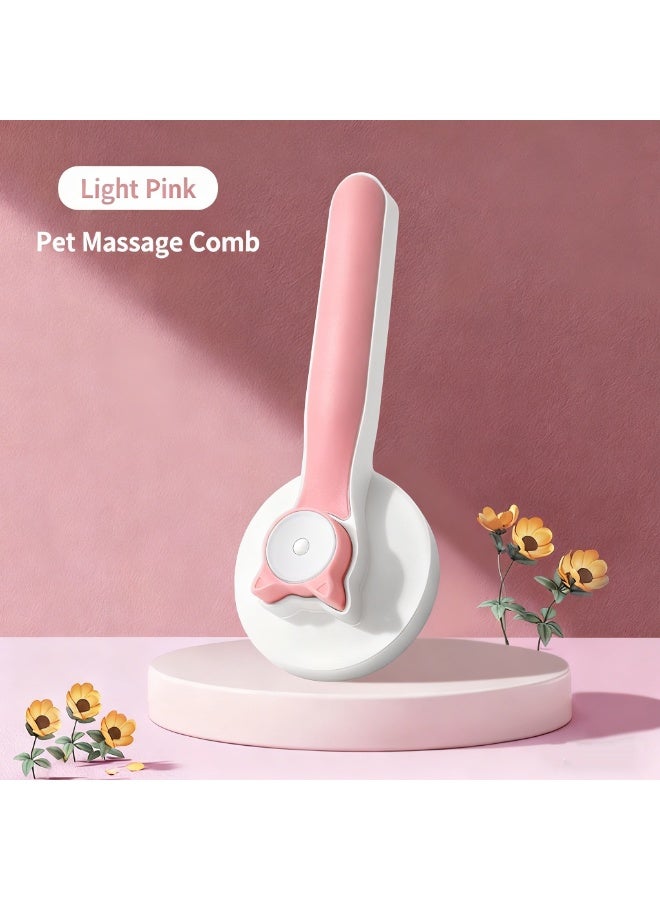 Cat grooming brush, self-cleaning pet pin brush, suitable for cats and dogs, with massage function — self-cleaning design, pink - Image 1
