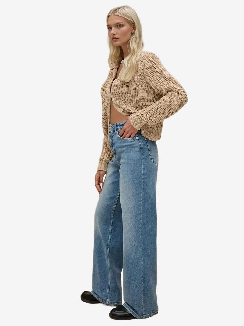 HICCUP Wide Leg Comfort Denim Jeans