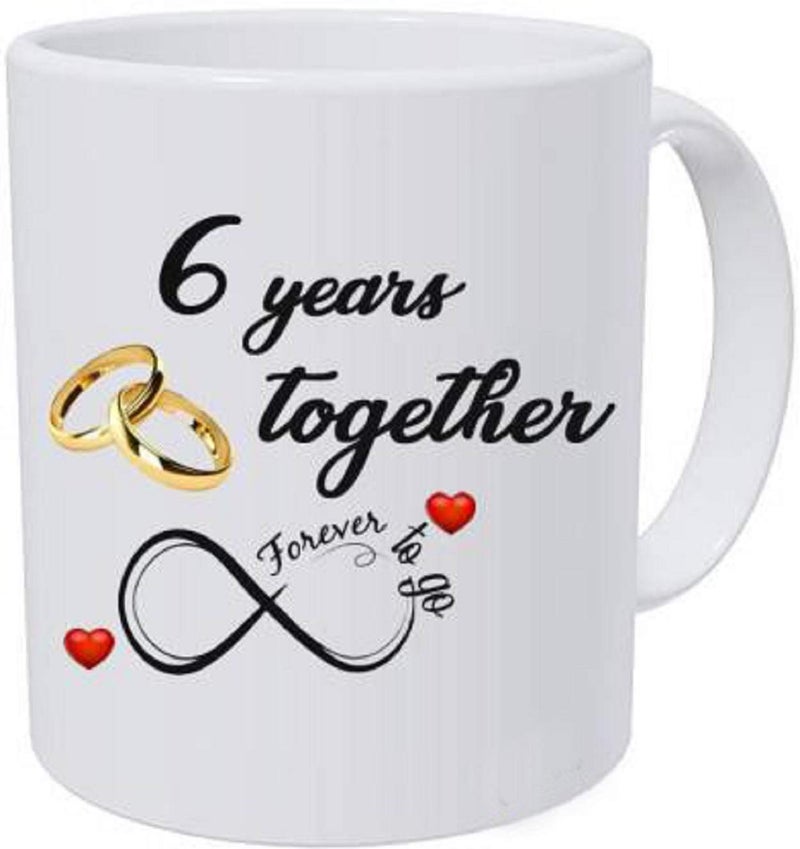 Alexus Happy 6th Marriage Anniversary 6 year love Ceramic Coffee Mug Slogan Quote Printed Ceramic Coffee & Tea Mug, Cup Best Gifts For Wedding/Anniversary/Couple/Marriage/Birthday/Return Gift -(350 ML) - White - Image 4