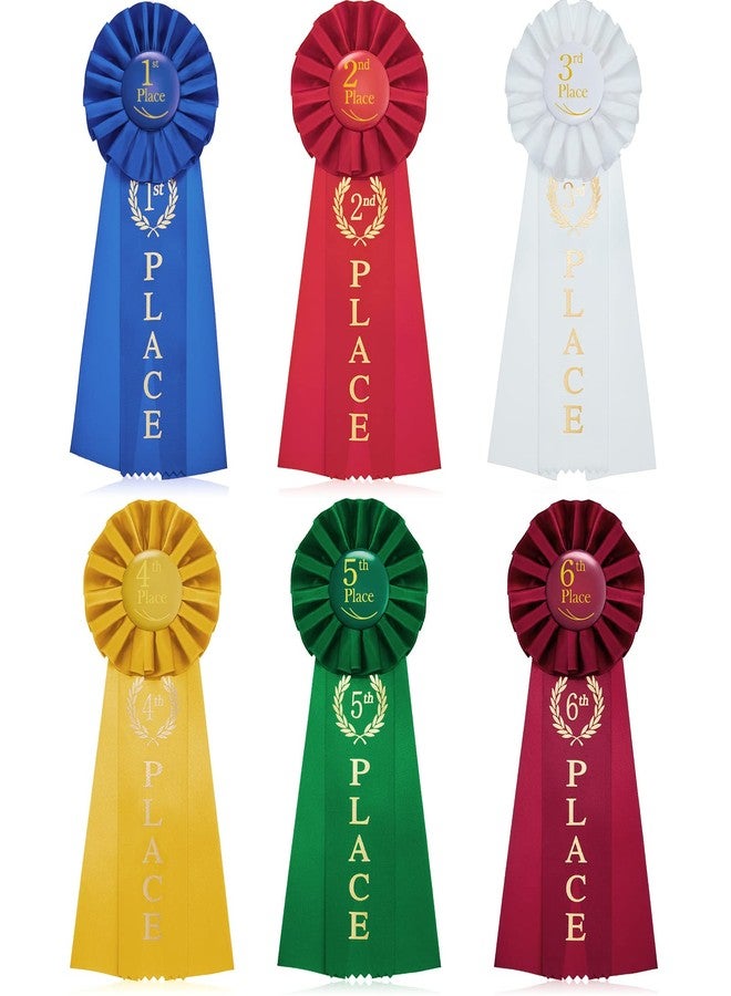 MTLEE Award Ribbon Victory Rosette Set 1st 2nd 3rd 4th 5th 6th Place Multicolored Award Contest Winner Ribbon for Competition Sports Event School Contests, 6 Pack(6 Pcs) - Image 1