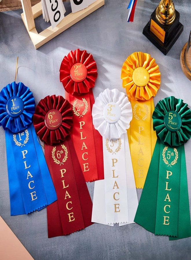 MTLEE Award Ribbon Victory Rosette Set 1st 2nd 3rd 4th 5th 6th Place Multicolored Award Contest Winner Ribbon for Competition Sports Event School Contests, 6 Pack(6 Pcs) - Image 5