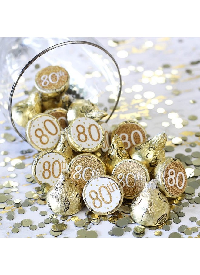 DISTINCTIVS White And Gold 80Th Birthday Party Favor Stickers 180 Labels  - Image 3