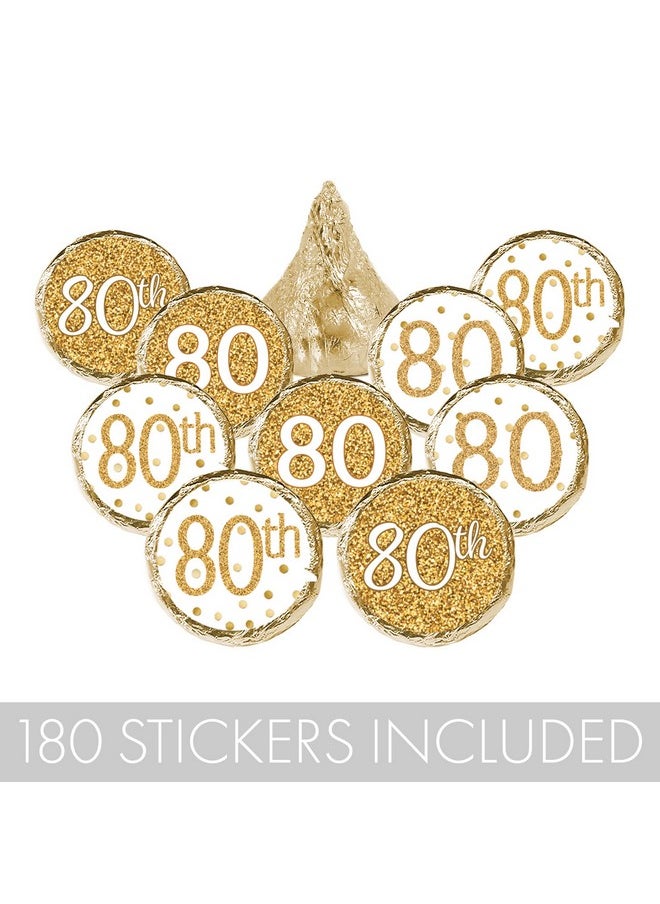 DISTINCTIVS White And Gold 80Th Birthday Party Favor Stickers 180 Labels  - Image 5