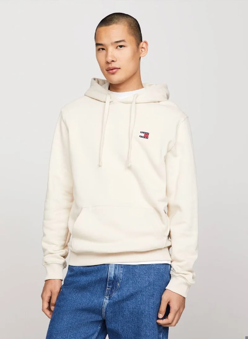 TOMMY JEANS Men's Badge Terry Regular Fit Hoody -  Pure cotton terry, Beige