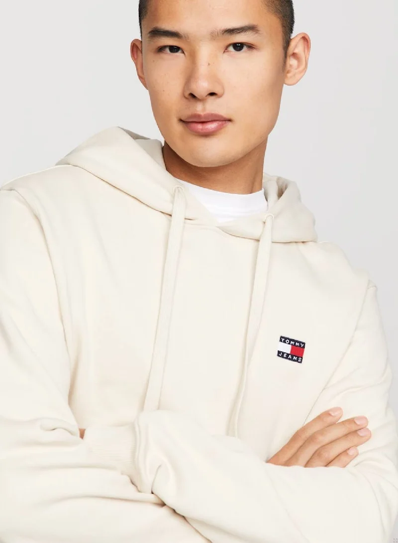 TOMMY JEANS Men's Badge Terry Regular Fit Hoody -  Pure cotton terry, Beige