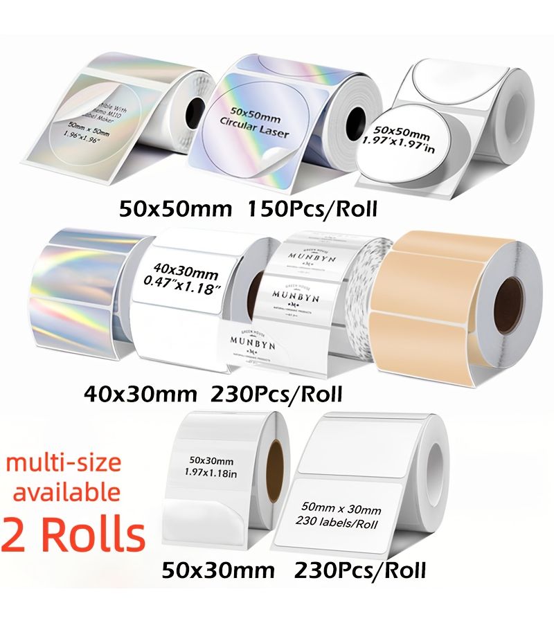2 Rolls 4030 1 Transparent 1 Laser 460pcs Address Label Sticker Sheet Assorted Sizes 50x50mm 150 Sheets 40x30mm And 50x30mm 230 Sheets For Portable Printers Home Office Holidays - Image 5