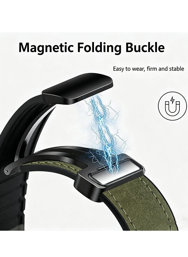 Happy D Genuine Leather Bands Compatible with Apple Watch Band 44mm 45mm 46mm 49mm for Men Women,Adjustable Magnetic Strap Top Grain Leather Wristband for iWatch Series 10 9 8 7 6 5 4 SE Ultra/Ultra 2 - Image 4