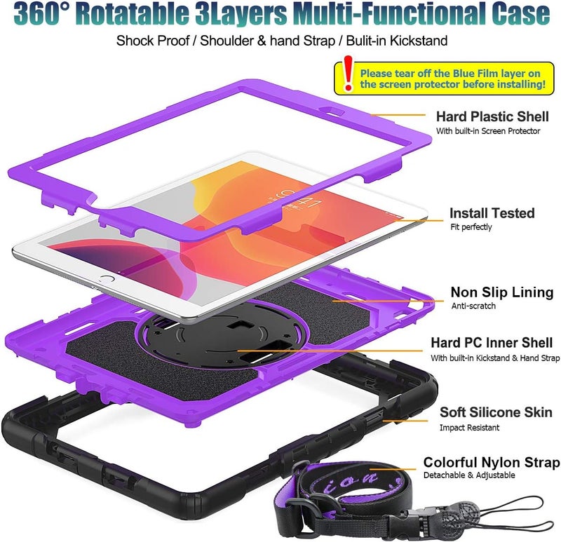 SEYMAC stock Case for iPad Mini 7 (A17 Pro) 2024 / Mini 6 8.3'' with Screen Protector Pencil Holder [Rotating Stand & Strap], Drop-Proof Case for iPad Mini 7th / 6th Generation 8.3", Black - Image 4
