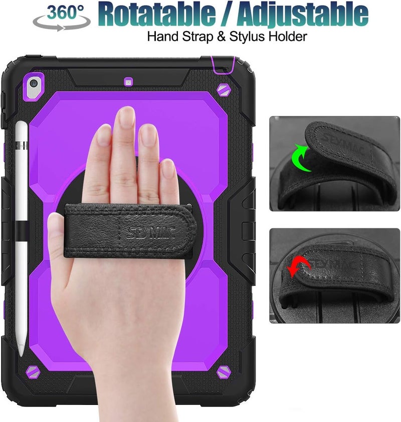 SEYMAC stock Case for iPad Mini 7 (A17 Pro) 2024 / Mini 6 8.3'' with Screen Protector Pencil Holder [Rotating Stand & Strap], Drop-Proof Case for iPad Mini 7th / 6th Generation 8.3", Black - Image 1