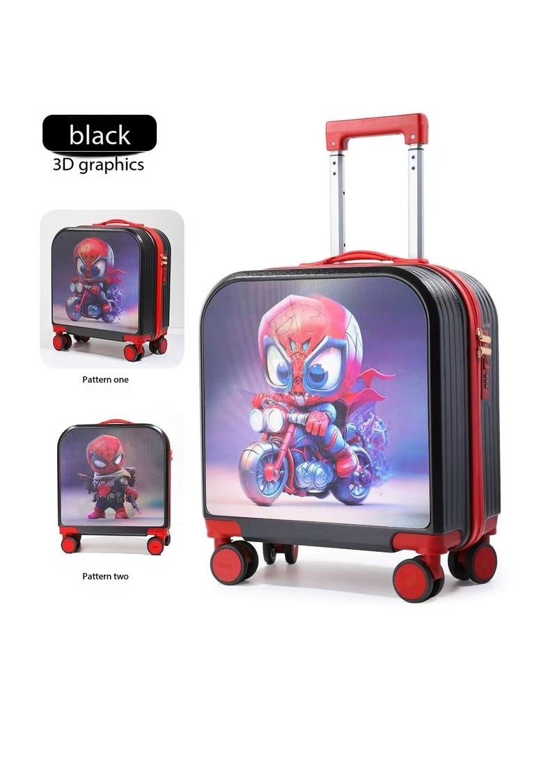 20-inch kids suitcase with gradient 3D cartoon pattern, children's trolley suitcase, travel case, AB double-sided pattern, boys and girls roller suitcase with lock, students and teenagers wheeled small suitcase, suitable for boarding school (horizontal style)  - Image 1