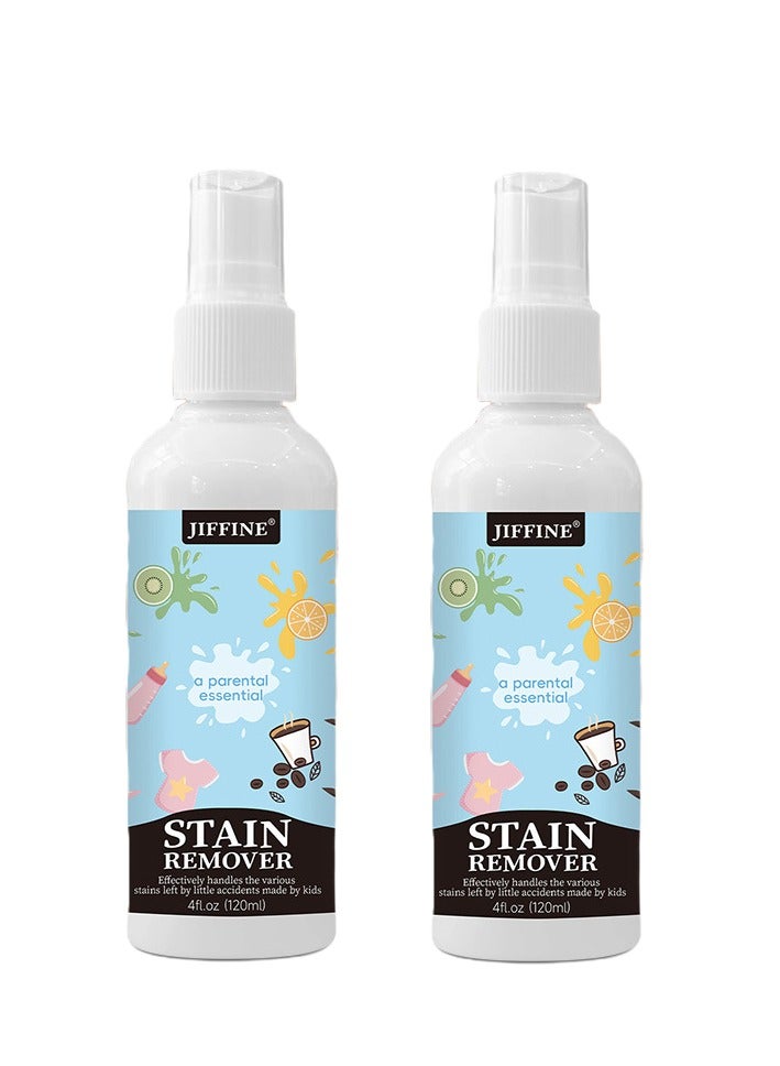 Jiffine 2 Pack 4oz (120ML) Stain Remover, Baby Stain Treater Spray – Newborn Essentials Stain Remover | Safe for Sensitive Skin, Removes Coffee, Stains from Clothes, Carpets, Sheets - Image 1