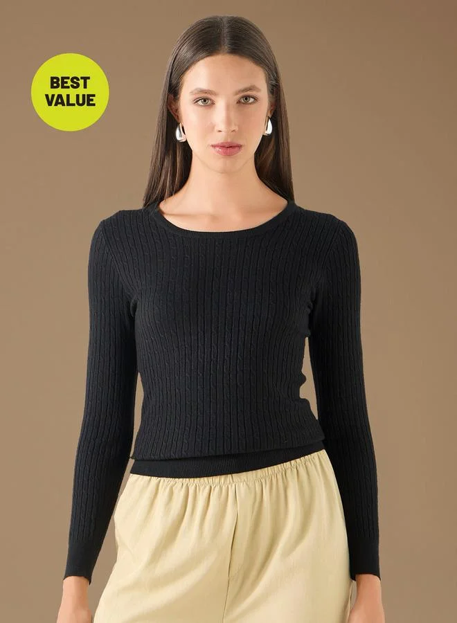 2Xtremz 2Xtremz Textured Sweater with Round Neck and Long Sleeves