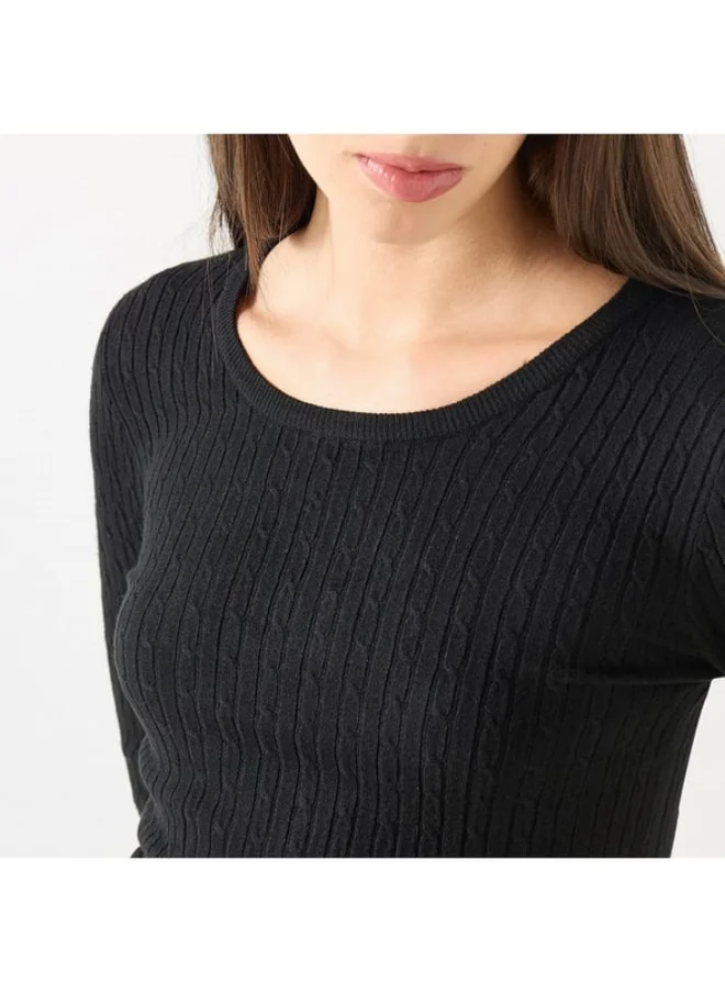2Xtremz 2Xtremz Textured Sweater with Round Neck and Long Sleeves