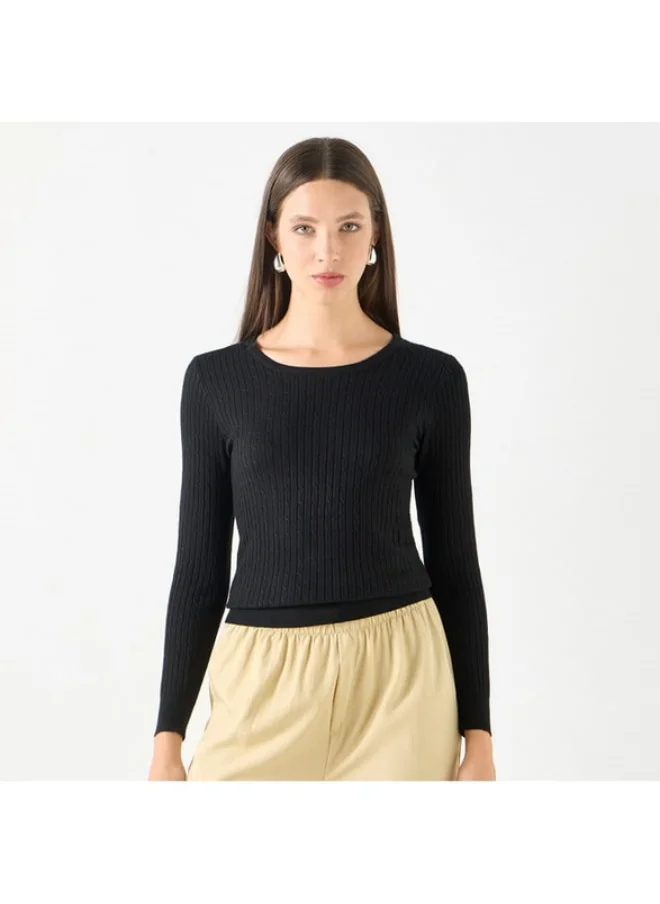 2Xtremz 2Xtremz Textured Sweater with Round Neck and Long Sleeves