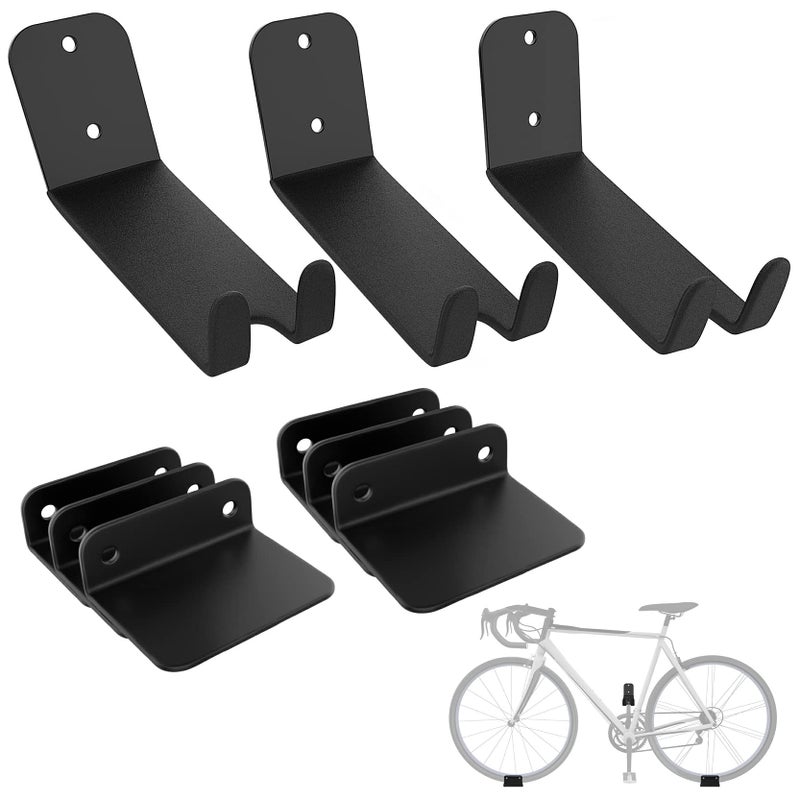 WALMANN 3 Pack Bike Pedal Hanger Wall Mount, Heavy Duty Horizontal Bike Rack for Garage Wall, Bike Display Stand for Home Holds Up to 70LBS - Image 1