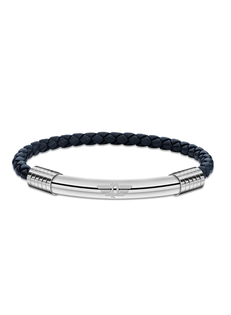 Police Gear Blue Leather Endcap Bracelet for Men – Size S