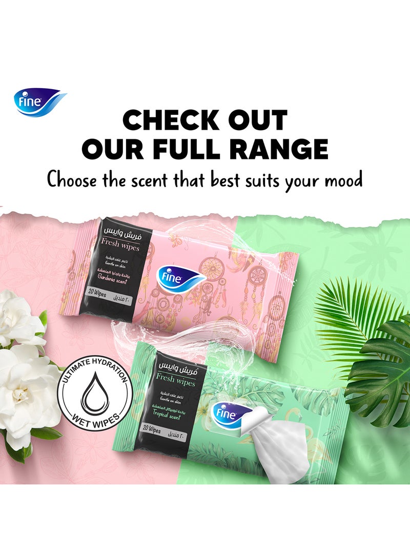 Fine Fresh Wipes 8 Packs x 20 Sheets Tropical Scent Alcohol Free Family Pack - Image 4