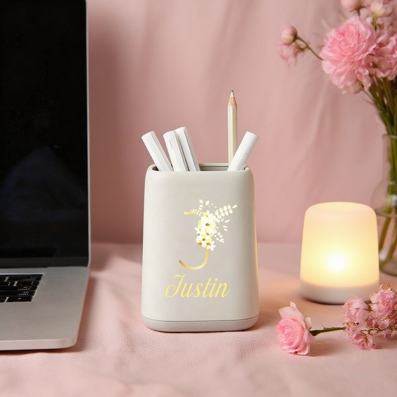 Blue Personalized Pen Holder Makeup Brush Storage Box Letter Desktop Storage Cup High End Office Accessories Corporate Gifts Bridal Gifts Student Rewards - Image 3