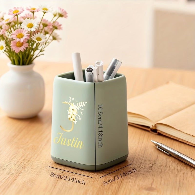Blue Personalized Pen Holder Makeup Brush Storage Box Letter Desktop Storage Cup High End Office Accessories Corporate Gifts Bridal Gifts Student Rewards - Image 2