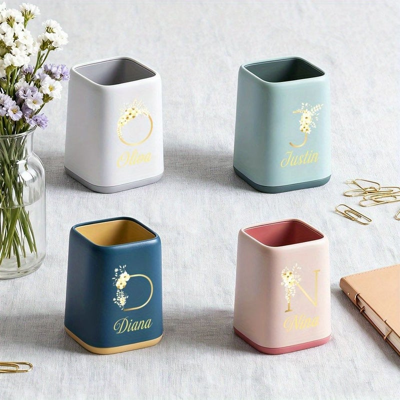 Blue Personalized Pen Holder Makeup Brush Storage Box Letter Desktop Storage Cup High End Office Accessories Corporate Gifts Bridal Gifts Student Rewards - Image 4