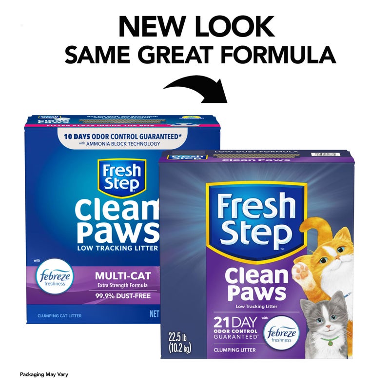 Fresh Step Clean Paws Cat Litter With Febreze Freshness, Multi-Cat Low-Tracking Clumping Litter With Guaranteed Odor Control, 22.5 lb. Box - Image 2