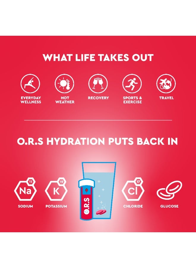 ORS O.R.S Hydration Tablets with Electrolytes for Rehydration, Wellness, Travel, Sports & Recovery | Vegan, Gluten-Free & Low-Calorie Tablets, Strawberry Flavour, 72 Tablets (Pack of 3 x 24) - Image 4