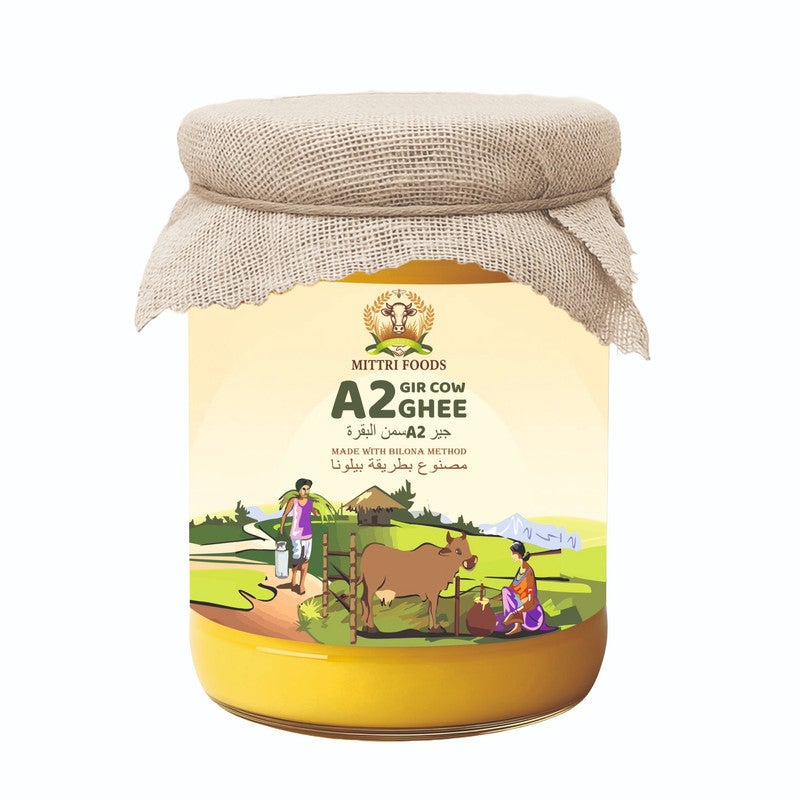 MITTRI FOODS سمن بقرة جير A2 450 مل | مصنوع بطريقة بيلونا التقليدية | علف طبيعي، نقي وصحي | 100% طبيعي ومختبر معملياً - Image 1