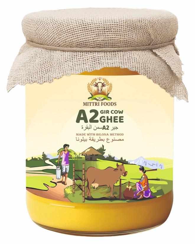 MITTRI FOODS A2 Gir Cow Ghee 450 ml | Made with Traditional Bilona Method | Grassfed, Pure & Healthy |100% Natural & Lab-Tested - Image 1