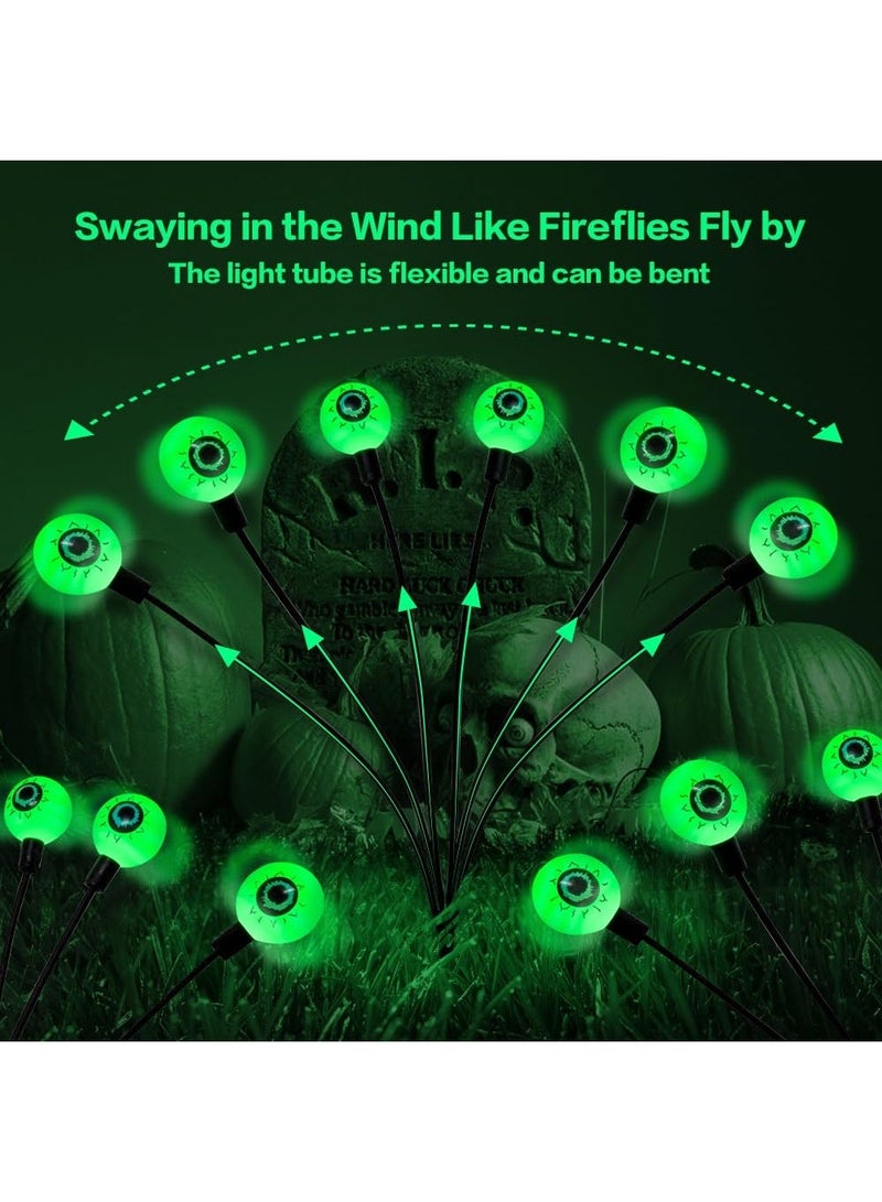 8 Pack Solar Eyeball Garden Lights | Swaying Halloween Yard Stakes | Auto On at Night | IP65 Waterproof Outdoor Path Decor - Green - Image 2