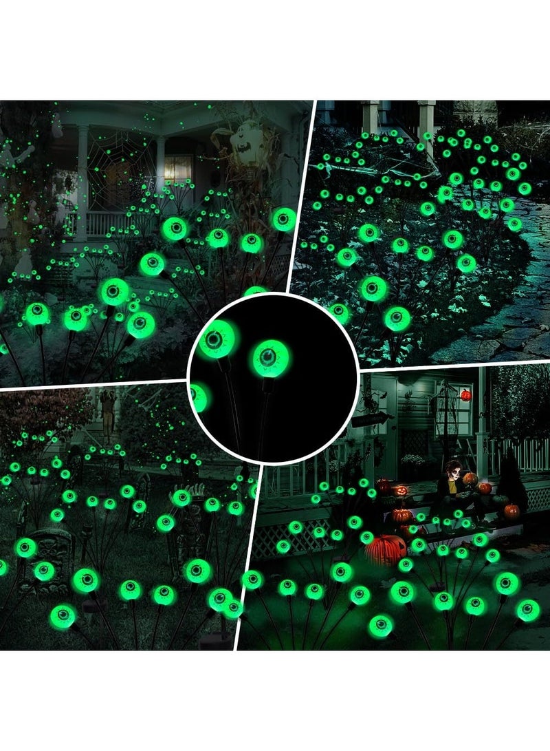 8 Pack Solar Eyeball Garden Lights | Swaying Halloween Yard Stakes | Auto On at Night | IP65 Waterproof Outdoor Path Decor - Green - Image 4