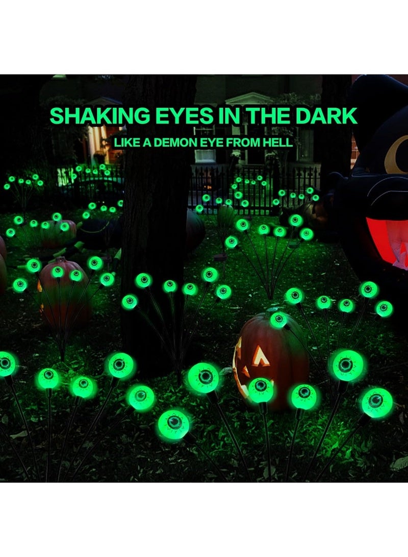 8 Pack Solar Eyeball Garden Lights | Swaying Halloween Yard Stakes | Auto On at Night | IP65 Waterproof Outdoor Path Decor - Green - Image 3