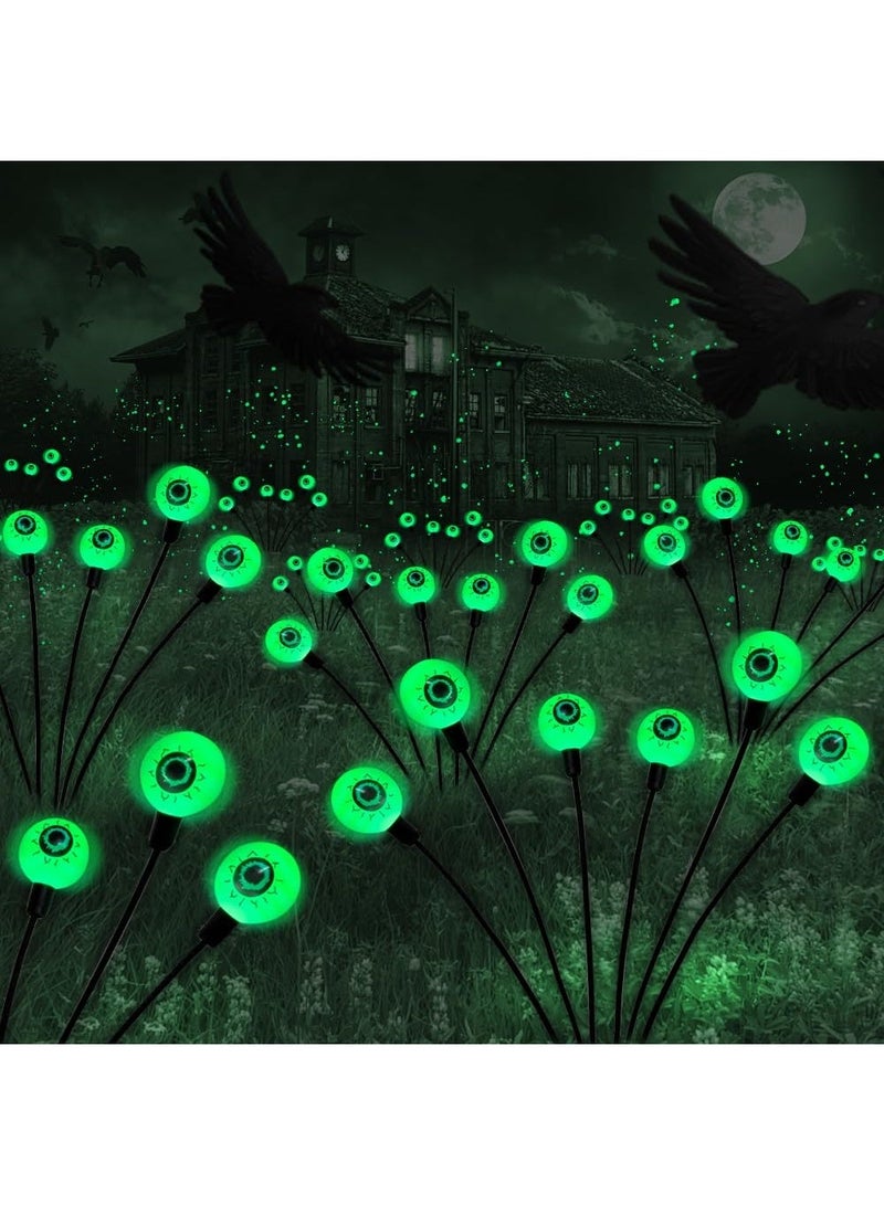 8 Pack Solar Eyeball Garden Lights | Swaying Halloween Yard Stakes | Auto On at Night | IP65 Waterproof Outdoor Path Decor - Green - Image 1