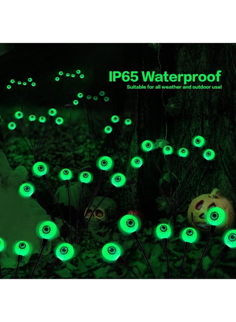 8 Pack Solar Eyeball Garden Lights | Swaying Halloween Yard Stakes | Auto On at Night | IP65 Waterproof Outdoor Path Decor - Green - Image 5
