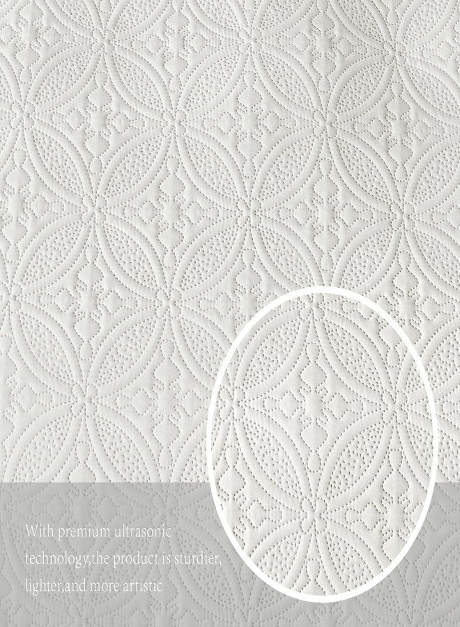 WURUIBO King/Cal King Quilt Set Cream, Microfiber Lightweight Bedspreads, Ultrasonic Embossed Solid Coverlet, Thin Bedding Set for All Season, Soft Breathable Bed Cover(1 Quilt, 2 Pillow Shams) - Image 4