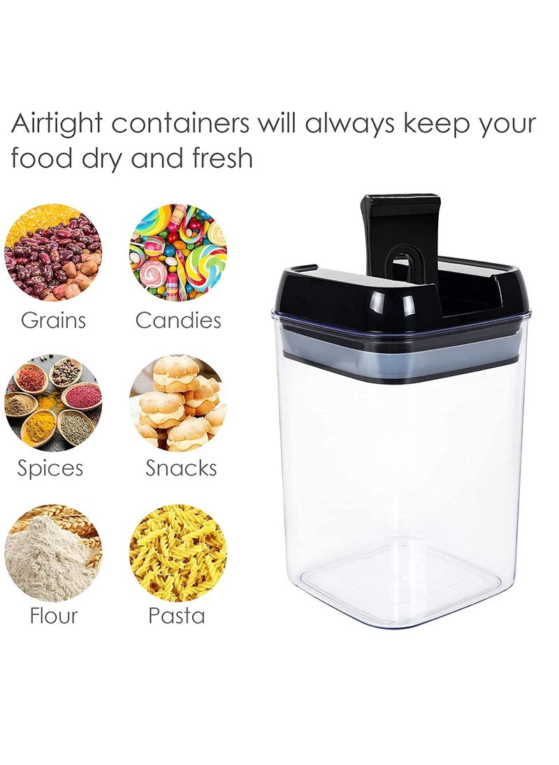 TYCOM - TYCOM Food Storage Containers, Swift 7 Pieces BPA Free Plastic Cereal Containers with Easy Lock Lids, for Kitchen Pantry Organization and Storage, Include 8 Labels Stickers - (Black) - Image 1
