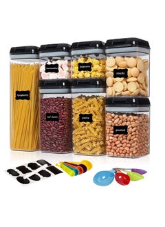 TYCOM TYCOM Food Storage Containers, Swift 7 Pieces BPA Free Plastic Cereal Containers with Easy Lock Lids, for Kitchen Pantry Organization and Storage, Include 8 Labels Stickers - (Black)  - Image 1