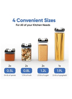 TYCOM TYCOM Food Storage Containers, Swift 7 Pieces BPA Free Plastic Cereal Containers with Easy Lock Lids, for Kitchen Pantry Organization and Storage, Include 8 Labels Stickers - (Black)  - Image 2