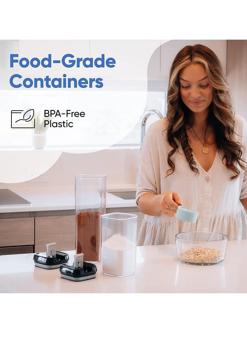 TYCOM - TYCOM Food Storage Containers, Swift 7 Pieces BPA Free Plastic Cereal Containers with Easy Lock Lids, for Kitchen Pantry Organization and Storage, Include 8 Labels Stickers - (Black) - Image 1