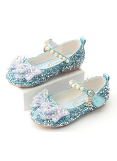 Generic New style girls' small high-heeled leather shoes with sequined uppers and bowknot princess shoes for stage performances  - Image 2