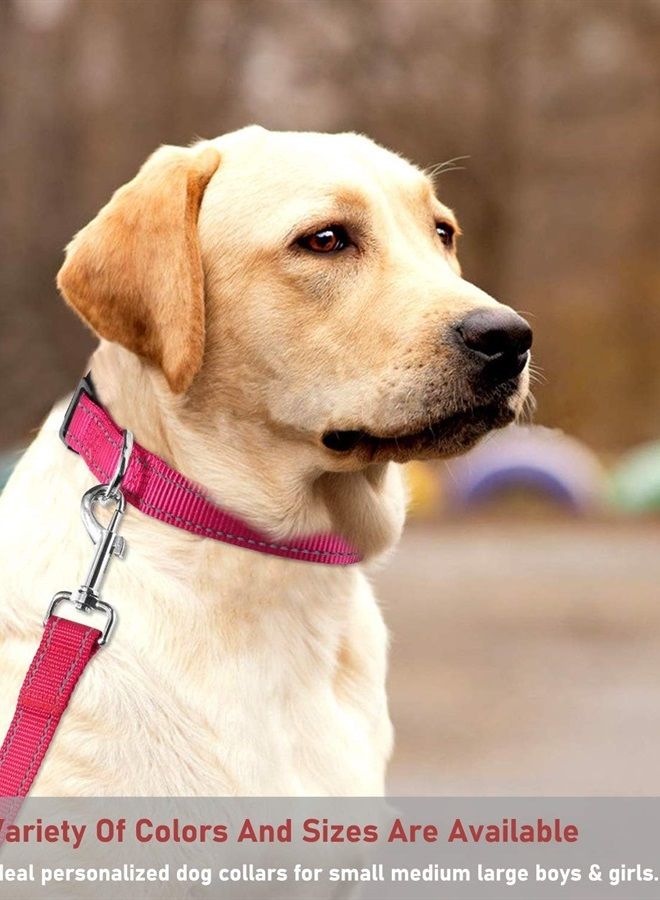 Reflective Dog Collar with Buckle Adjustable Safety Nylon Collars for Small Medium Large Dogs, Pink L