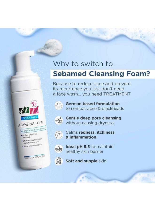 Sebamed Clear Face Cleansing Foam For Acne Prone Skin, Ph 5.5 I Combats Pimples & Blackheads, Gentle & Effective Deep Pore Cleansing, Best For Men & Women L Oil Free L Non Drying, 50 Ml - Image 3