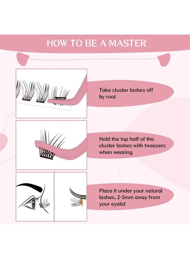 PRO LASHBEAUTY Cluster Lashes 72 Pcs Lash Clusters DIY Eyelash Extension Individual Lashes Into You-02 D-8-16 mix Thin Band Easy to Apply at home Lashes - Image 5